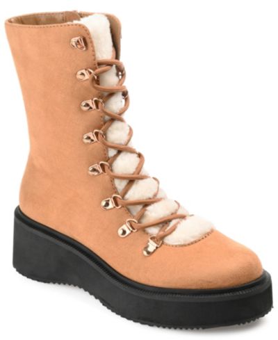 Journee Collection Women's Kannon Cold Weather Lace Up Lug Sole Booties