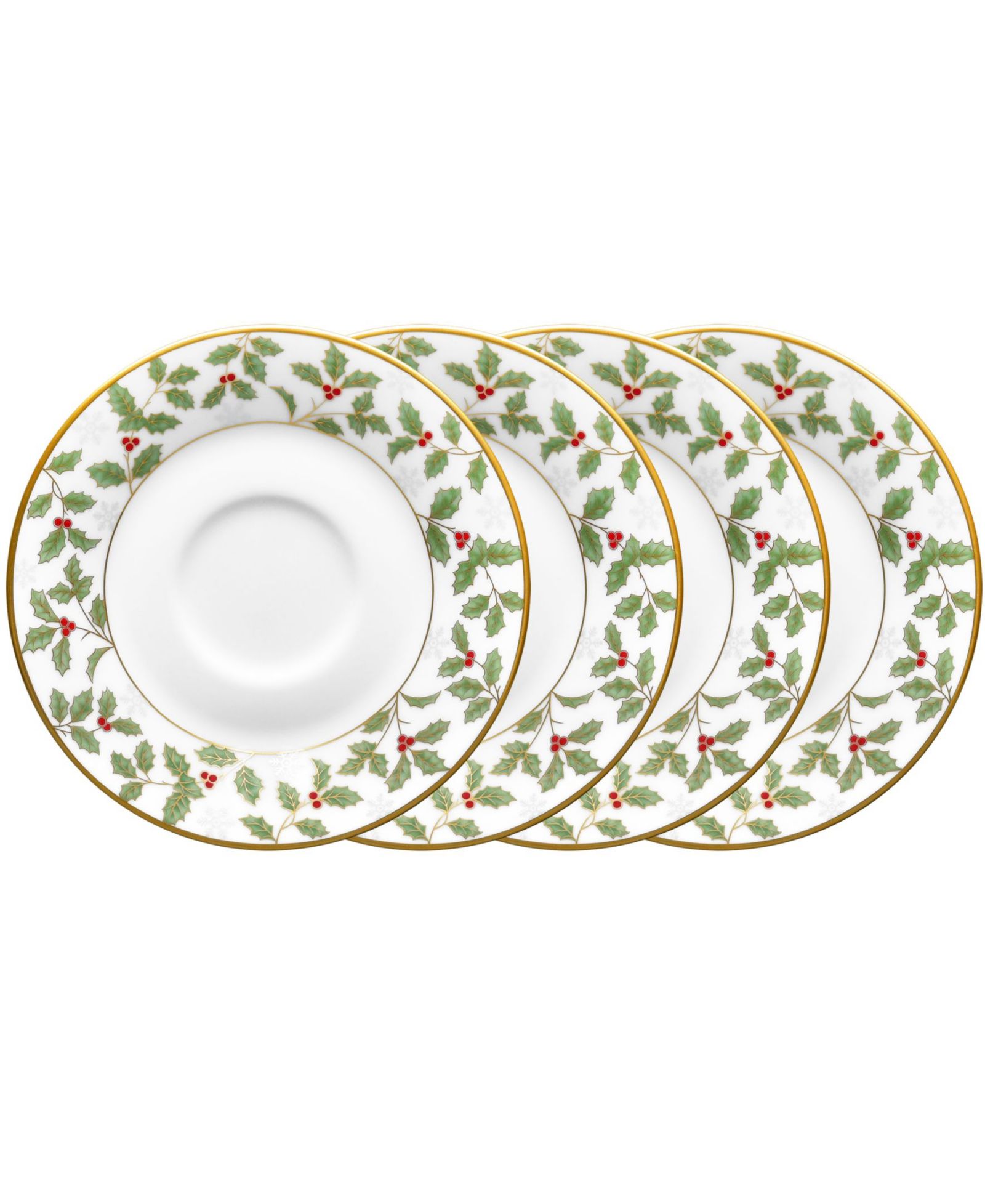 Набор из 4 золотых блюдец Noritake Holly & Berry, 6"