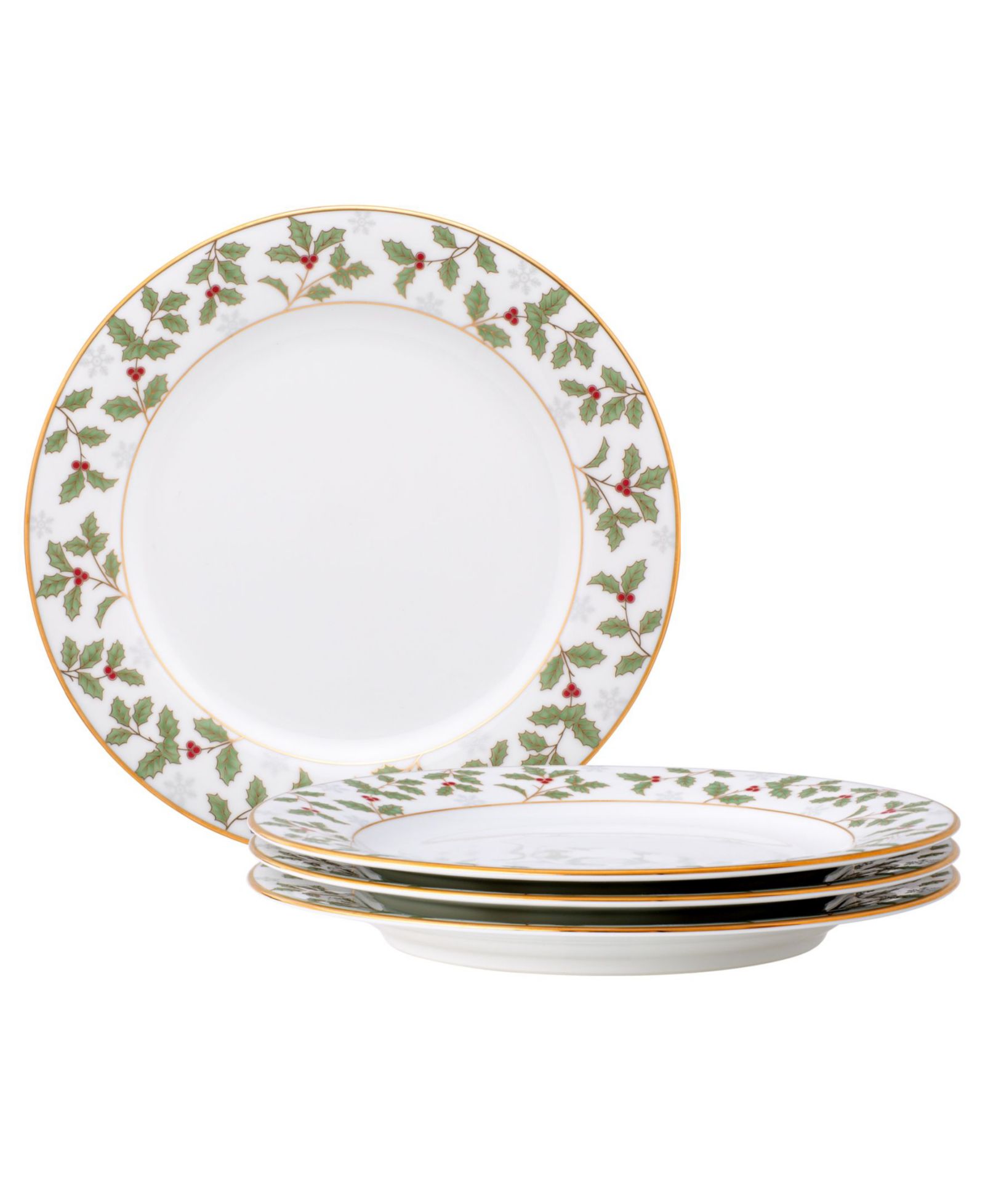 Набор из 4 тарелок для салата Noritake Holly & Berry Gold, 8.25"