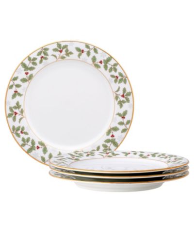 Набор из 4 тарелок для салата Noritake Holly & Berry Gold, 8.25"
