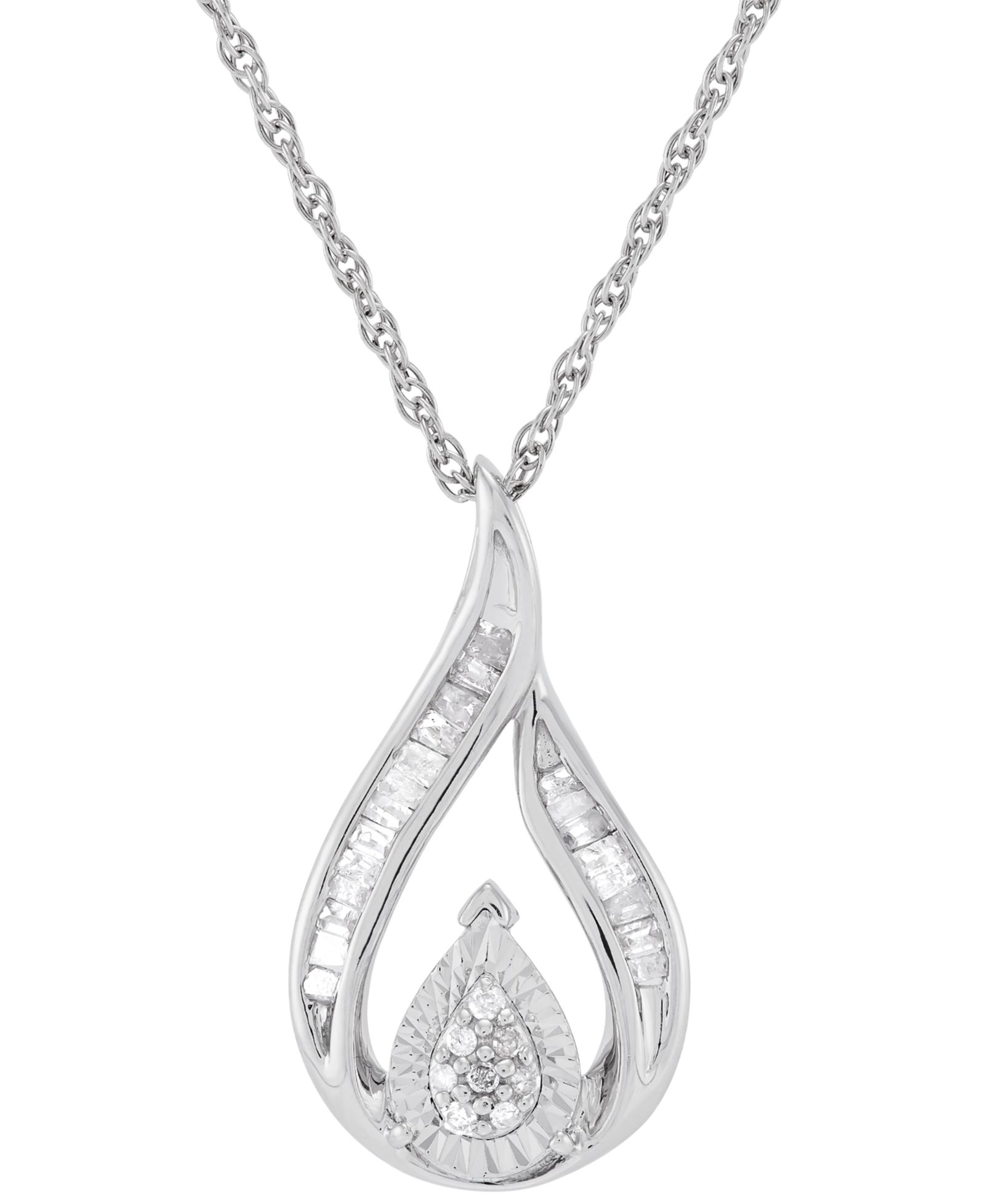 Подвеска Diamond Teardrop Swirl в Sterling Silver