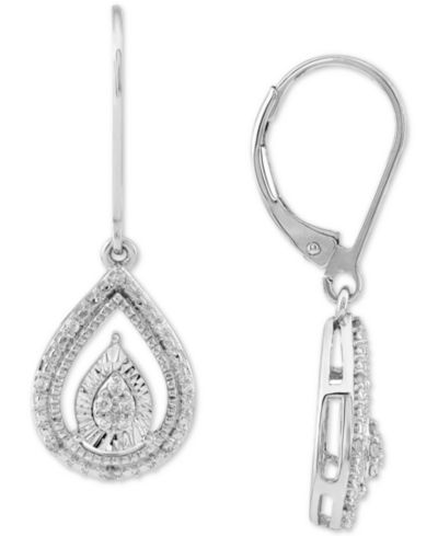 Серьги-подвески Diamond Teardrop Leverback (1/10 ct. t.w.) из стерлингового серебра
