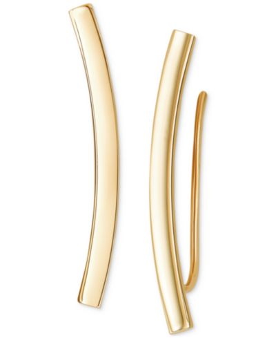 Серьги-клипсы Macy's Polished Curved Bar in 10k Gold