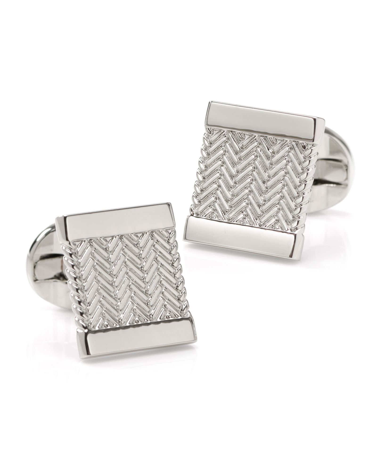 Мужские запонки Ox & Bull Trading Co. Silver Herringbone