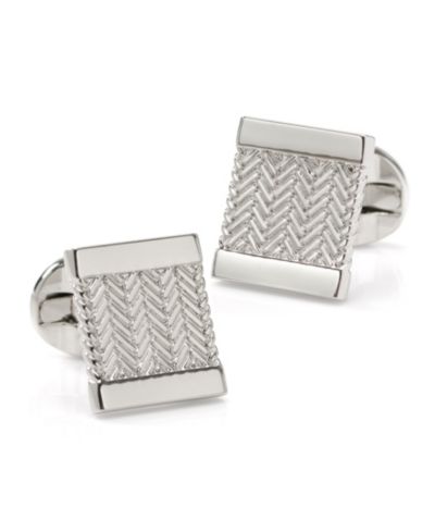 Мужские запонки Ox & Bull Trading Co. Silver Herringbone