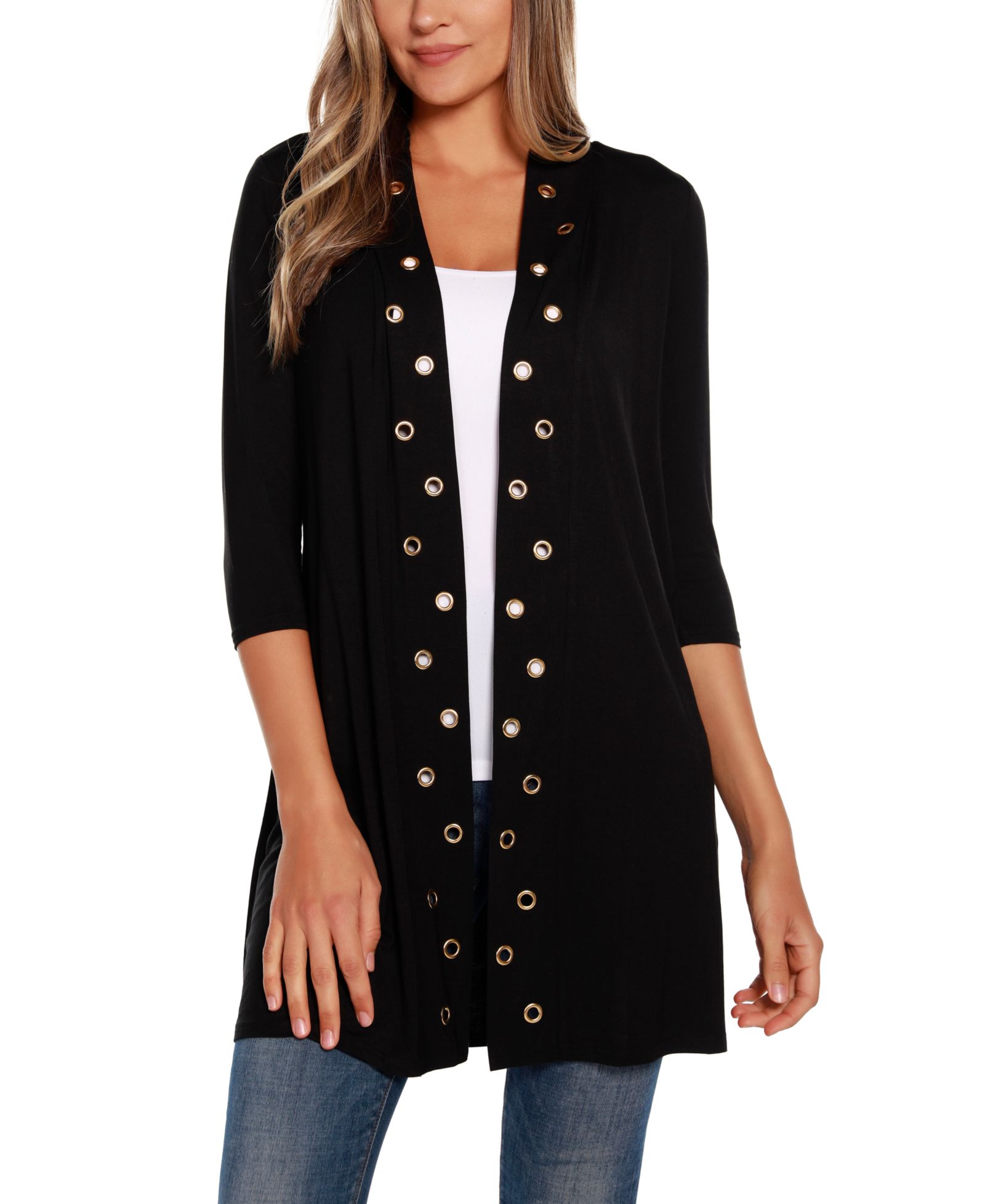 Belldini Женский Grommet-Trim Duster Open Front Cardigan Top
