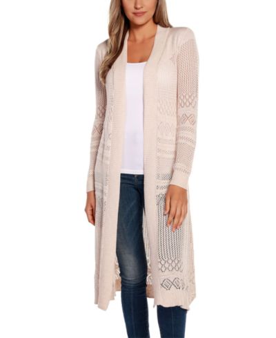 Belldini Women's Pointelle-Stitch Duster Cardigan Sweater