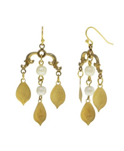 Серьги с имитацией жемчуга 2028 14K Gold-tone Drop