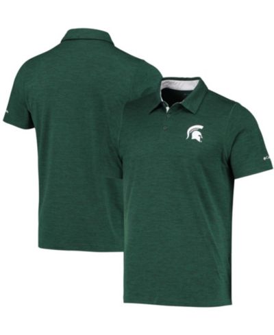 Мужское поло Columbia Michigan State Spartans Tech Trail Space Dye Omni-Shade, зеленое