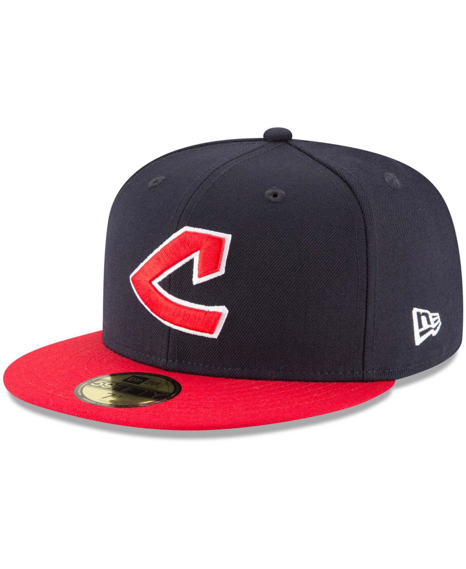 Мужская шерстяная кепка 59FIFTY Cleveland Indians Cooperstown Collection, темно-синяя