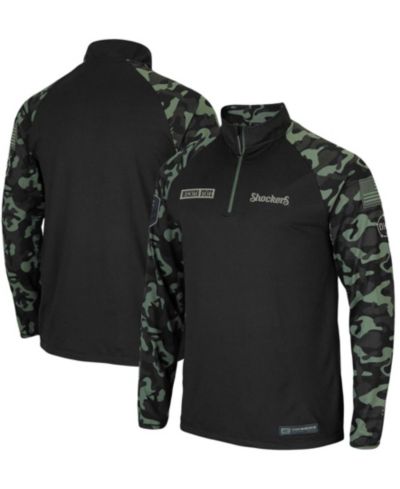 Мужская куртка Colosseum Wichita State Shockers OHT Military-Inspired Raglan Quarter-Zip, черная