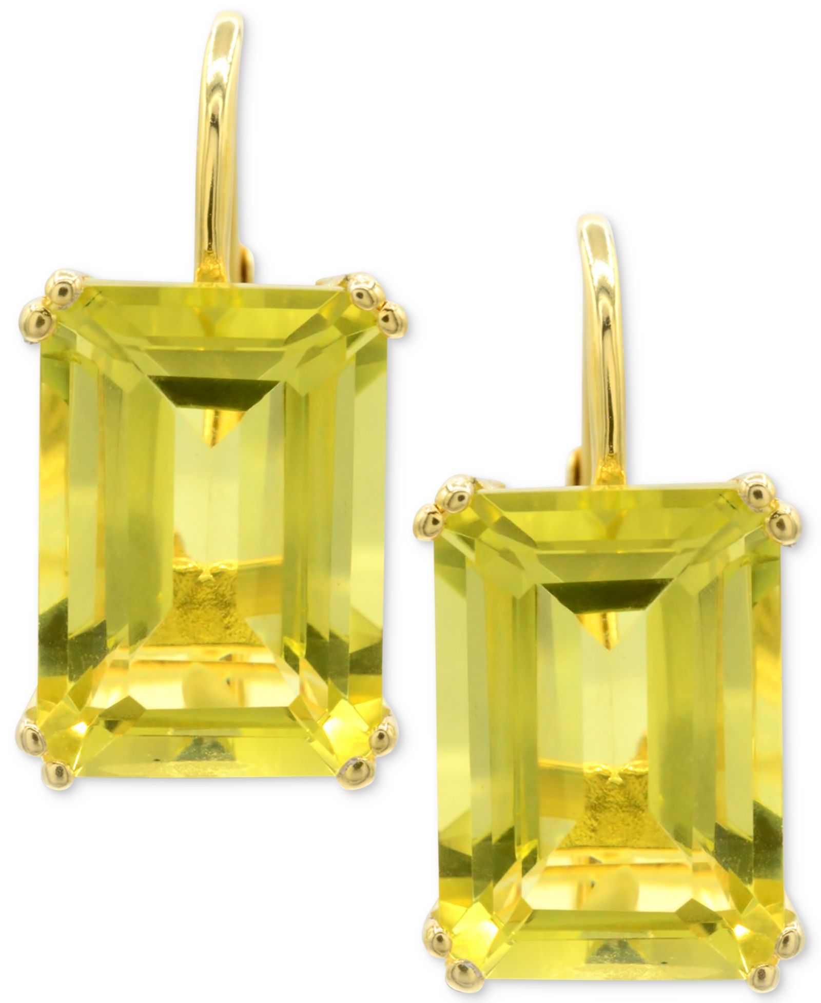 Серьги Lime Quartz Leverback Drop в позолоченном Sterling Silver