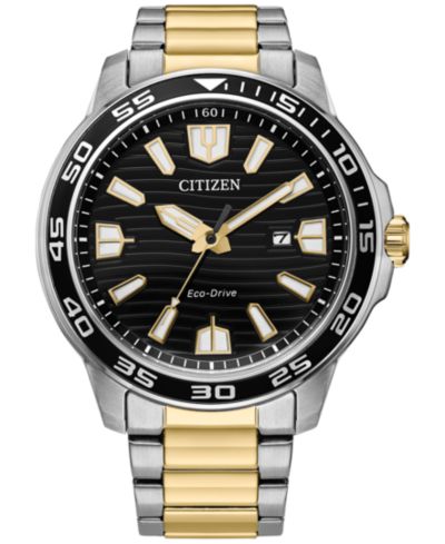 Citizen Мужские спортивные двухцветные часы со стальным браслетом, 45mm