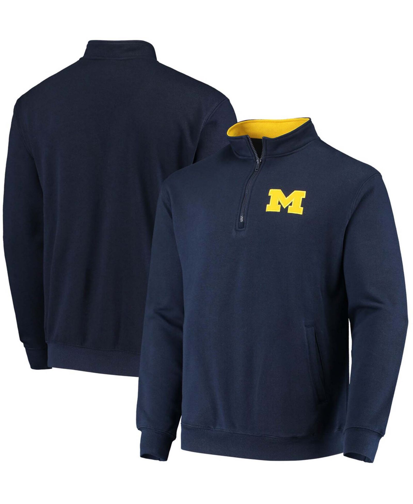 Мужская куртка Colosseum Navy Michigan Wolverines Tortugas Logo Quarter-Zip