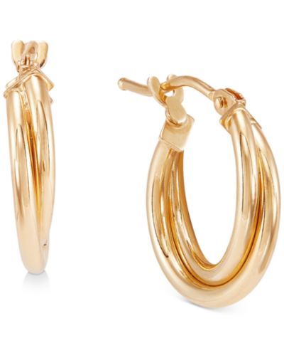 Серьги-кольца Italian Gold Double Twist Hoop 10k Gold (10mm)