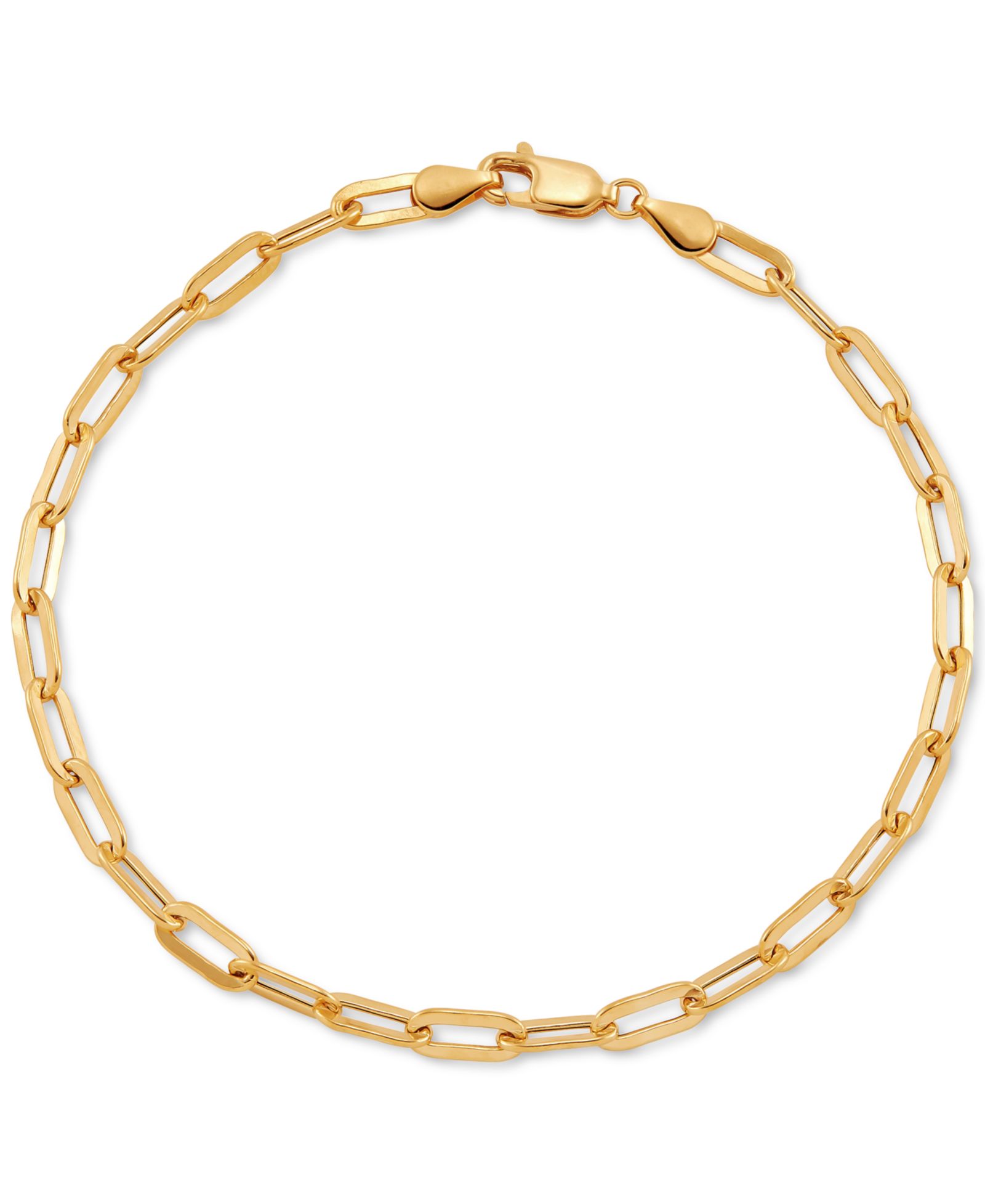 Lightweight Paperclip Link Chain Bracelet in 10k Gold