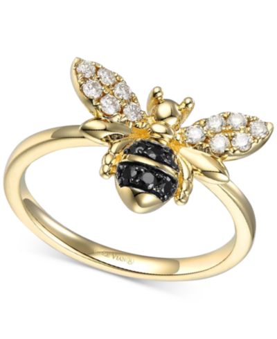 Le Vian® Nude Diamond (1/5 ct. t.w.) & Blackberry Diamond (1/10 ct. t.w.) Bee Ring in 14k Gold
