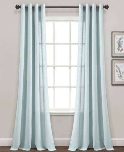 Lush Decor Faux Linen Window Curtain Panel Pair 52"W x 84"L - Linen шторы для спальни - Blue шторы для гостиной