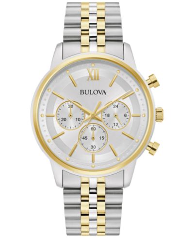 Bulova Мужские классические хронограф часы Two-Tone Stainless Steel Bracelet 41mm