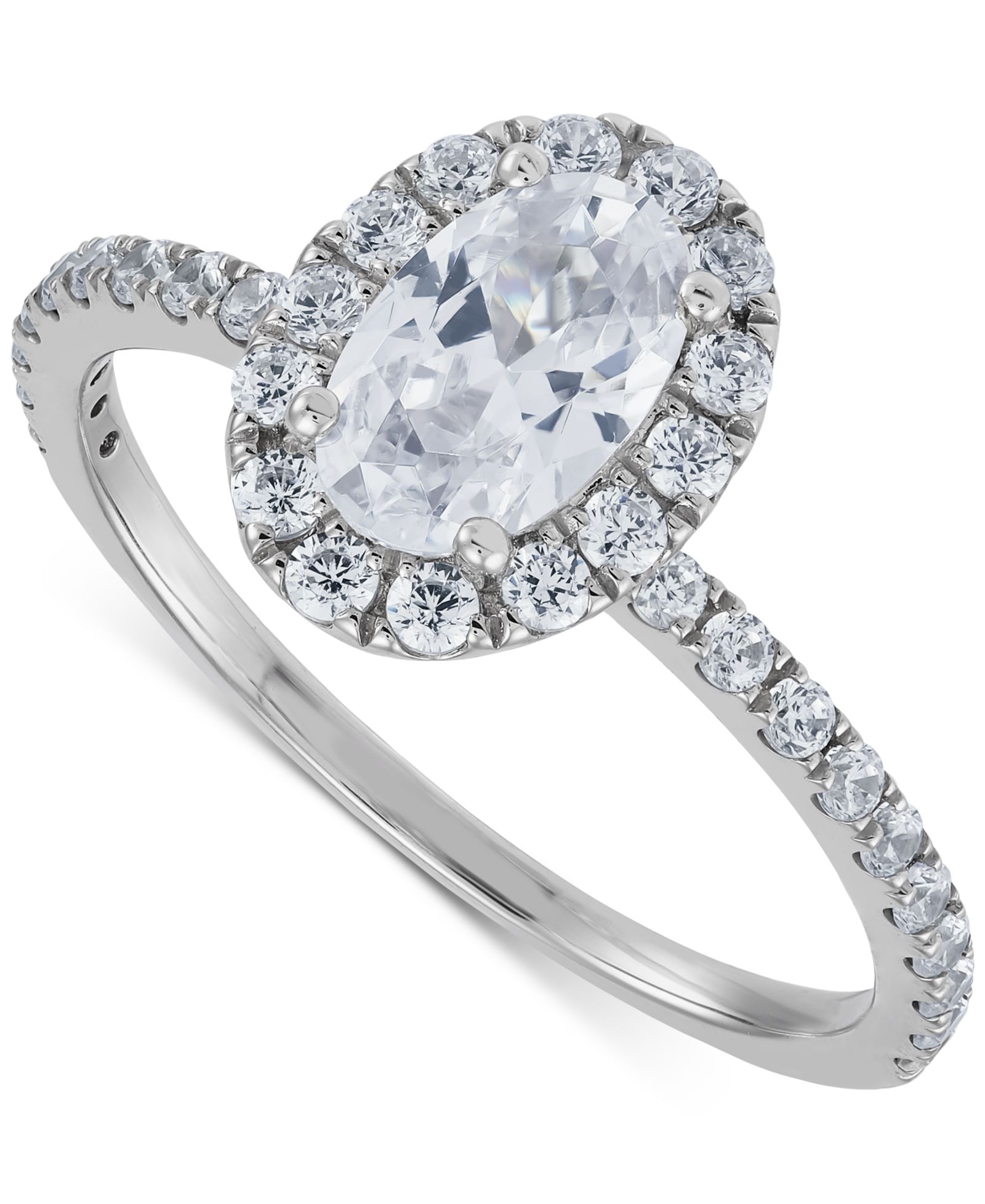 IGI Certified Lab Grown Diamond овальное помолвочное кольцо с ореолом (1-1/2 ct. t.w.) в 14k белом золоте