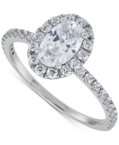 IGI Certified Lab Grown Diamond овальное помолвочное кольцо с ореолом (1-1/2 ct. t.w.) в 14k белом золоте