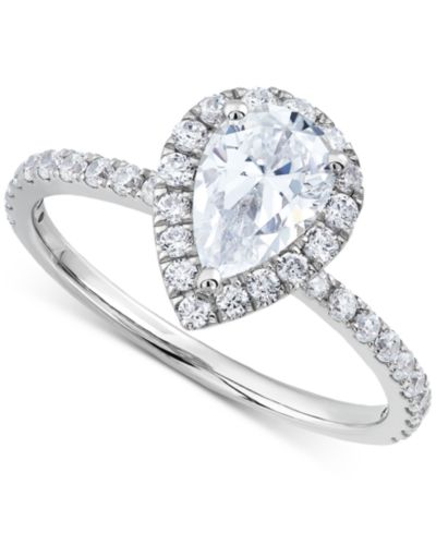 Подарочное кольцо IGI Certified Lab Grown Diamond Pear-Cut Halo в белом золоте 14k