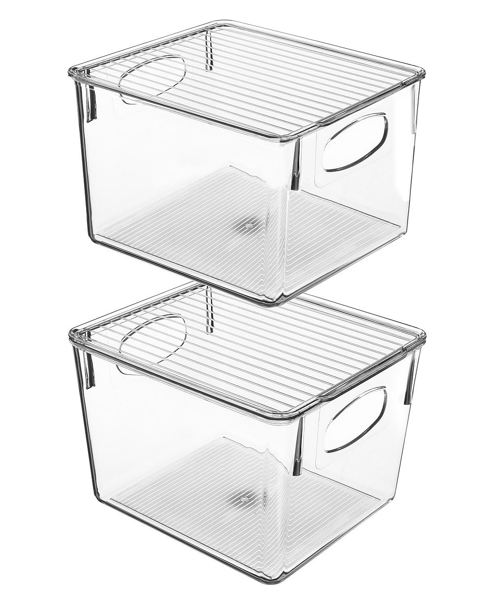 Sorbus 2 Pack Small Clear Storage Bins with Handles and Lids