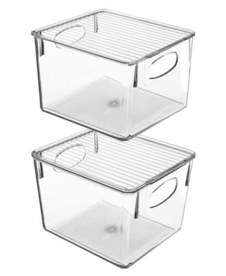 Sorbus 2 Pack Small Clear Storage Bins with Handles and Lids