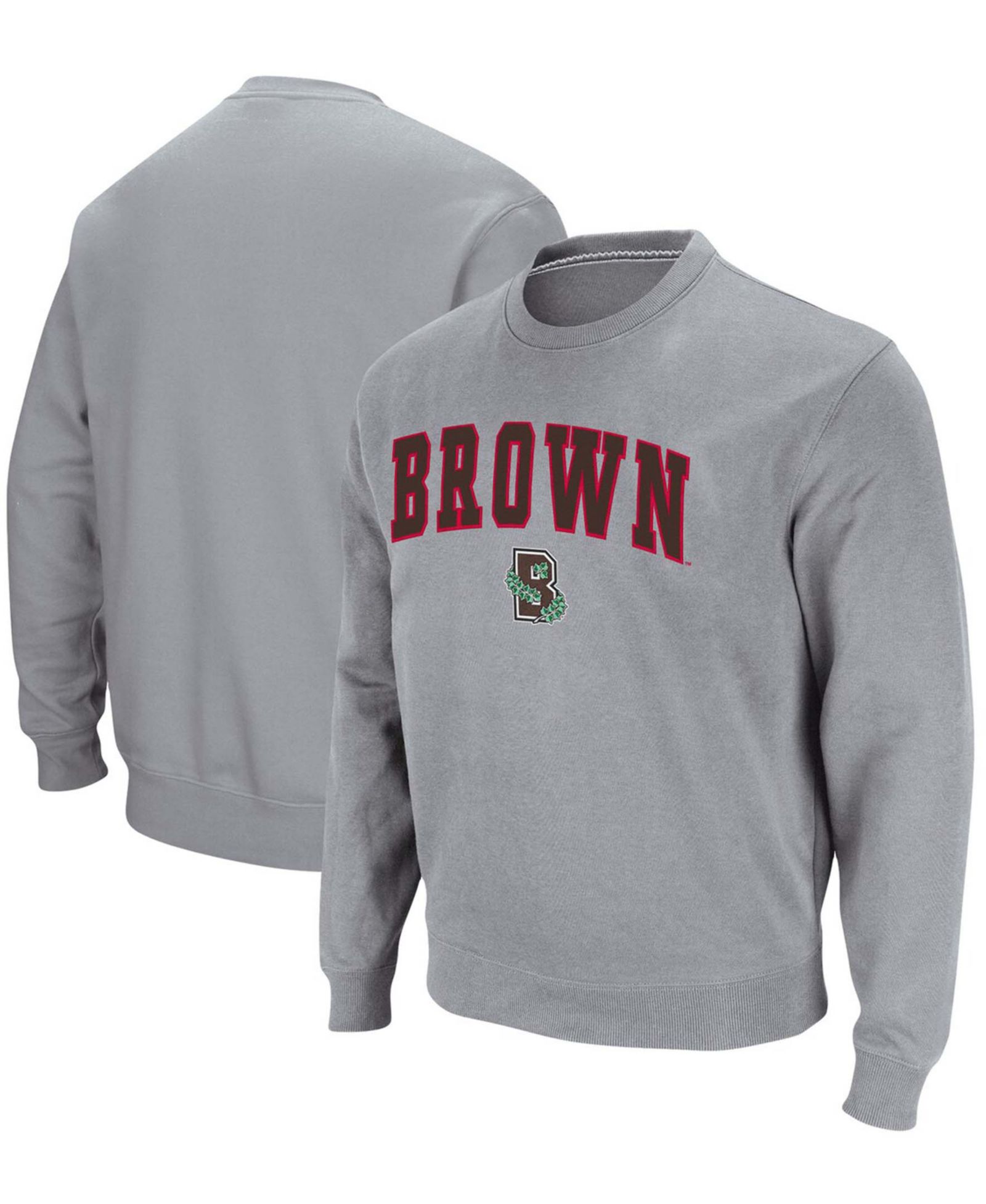 Мужской свитшот Colosseum Heather Gray Brown Bears Arch Logo Tackle Twill Pullover