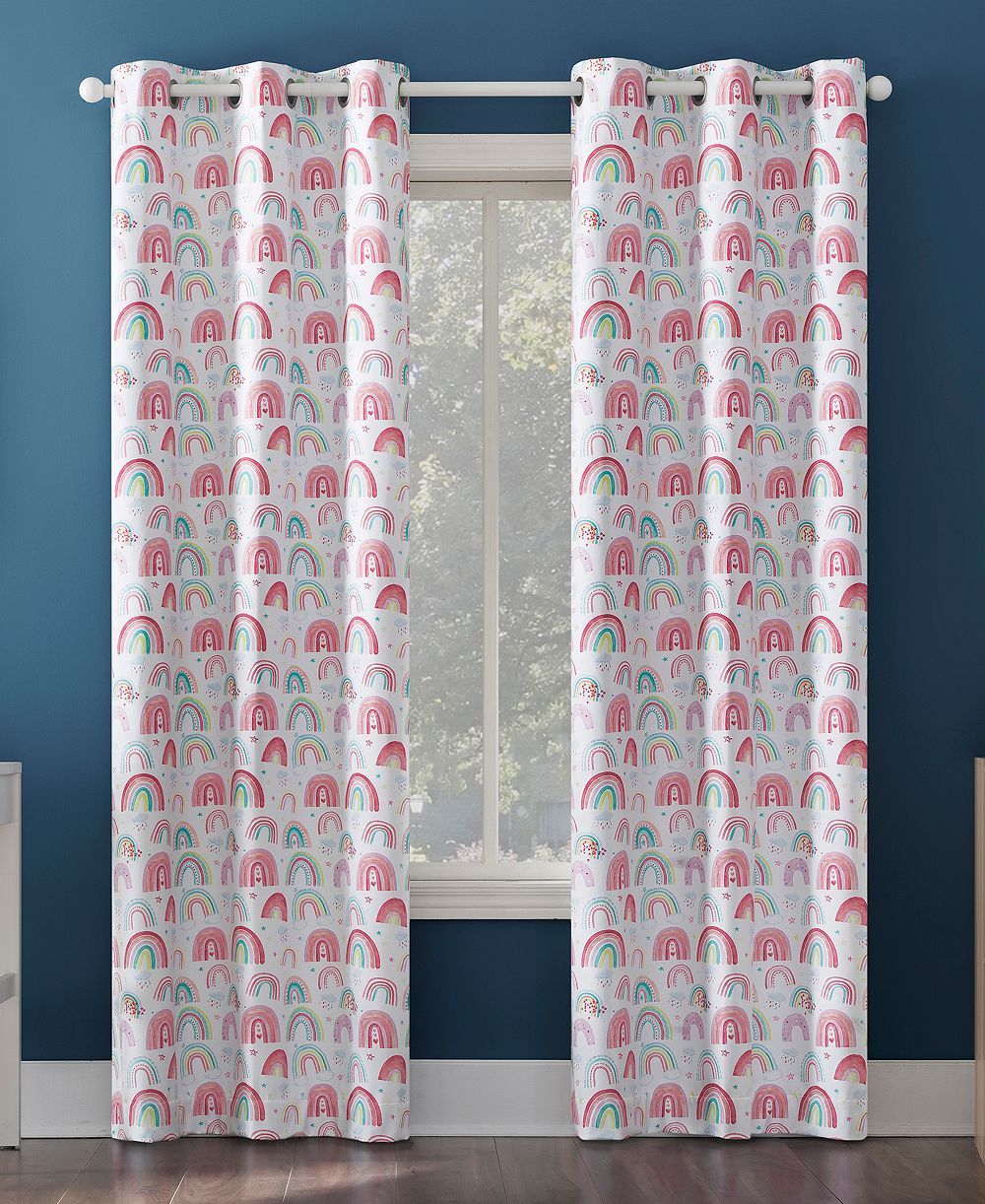 Rainbows Print 100% Blackout Grommet Curtain Panel