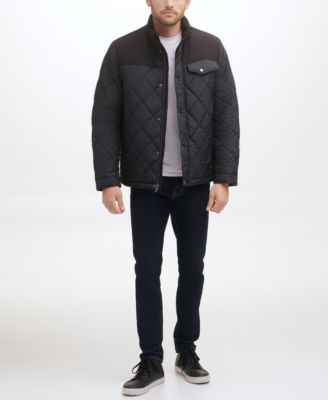 Cole Haan Мужское пальто с отделкой Diamond Quilt и подкладкой Faux Sherpa