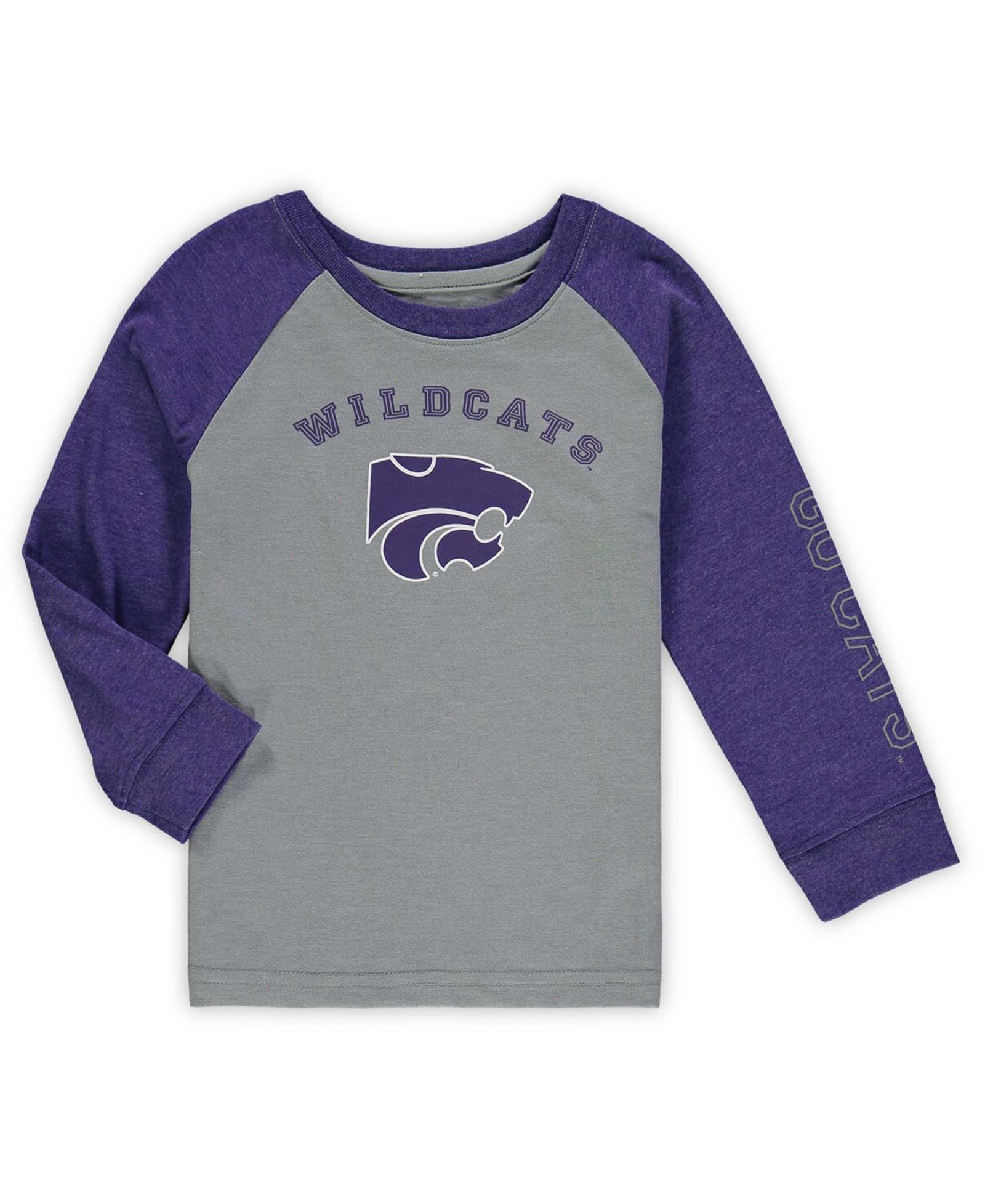 Детская футболка Colosseum Heathered Gray Kansas State Wildcats Long Sleeve Raglan