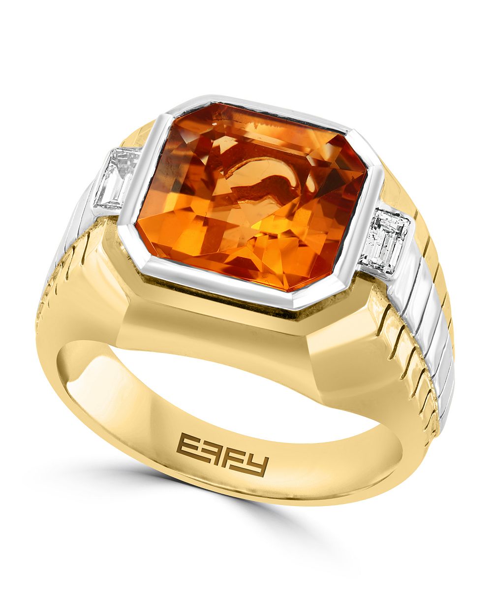 EFFY® Мужское кольцо Citrine & White Topaz Sterling Silver & 14k Gold-Plated