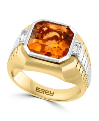 EFFY® Мужское кольцо Citrine & White Topaz Sterling Silver & 14k Gold-Plated