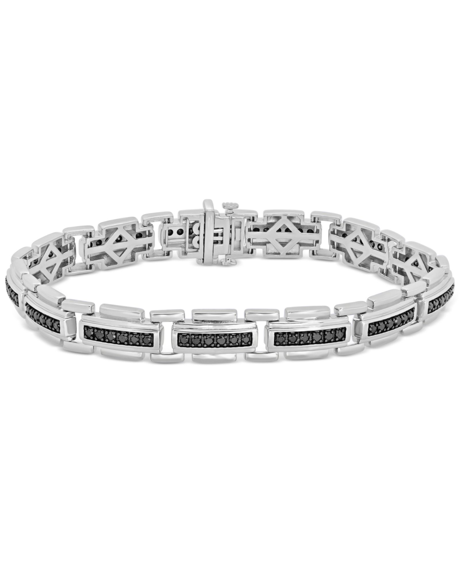 Мужской браслет Macy's Black Diamond Link в Sterling Silver