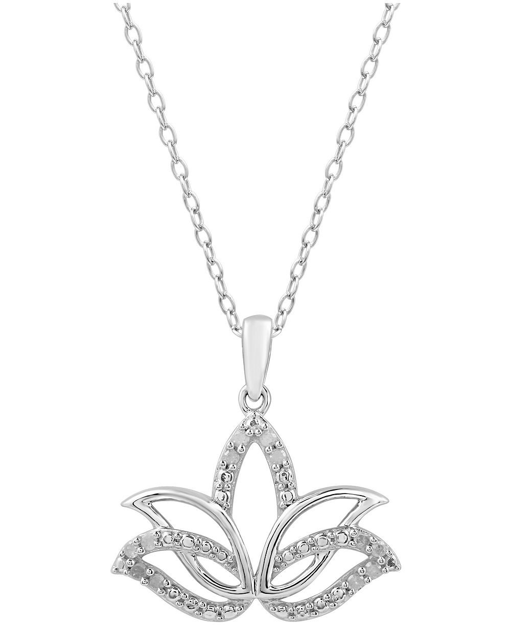 Подвеска-кулон Diamond Lotus Blossom 18" в Sterling Silver (1/10 ct. t.w.)
