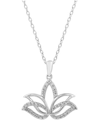 Подвеска-кулон Diamond Lotus Blossom 18" в Sterling Silver (1/10 ct. t.w.)