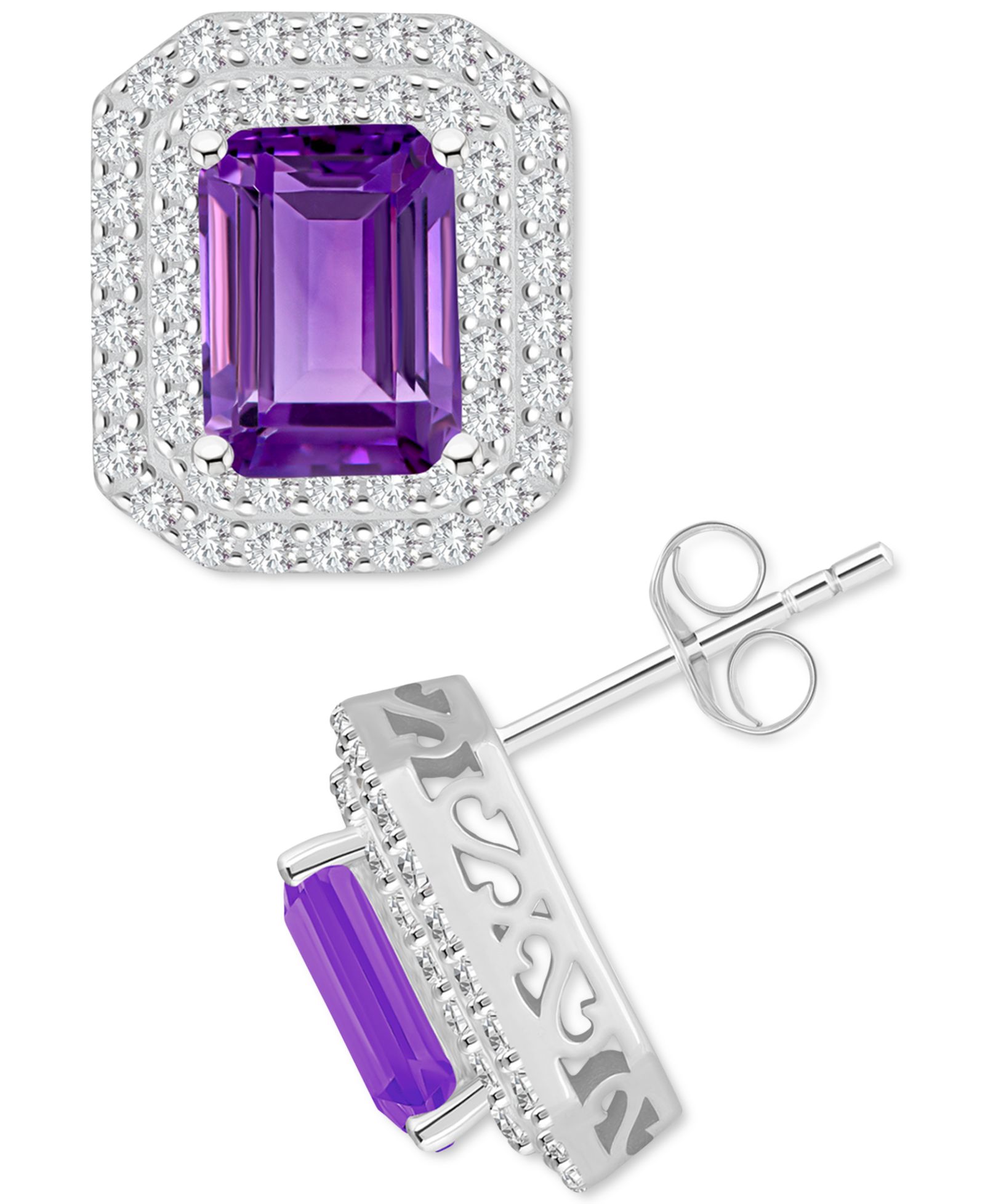 Серьги-гвоздики с рубиновым гранатом (3-7/8 ct. t.w.) и белым топазом (7/8 ct. t.w.) в стерлинговом серебре