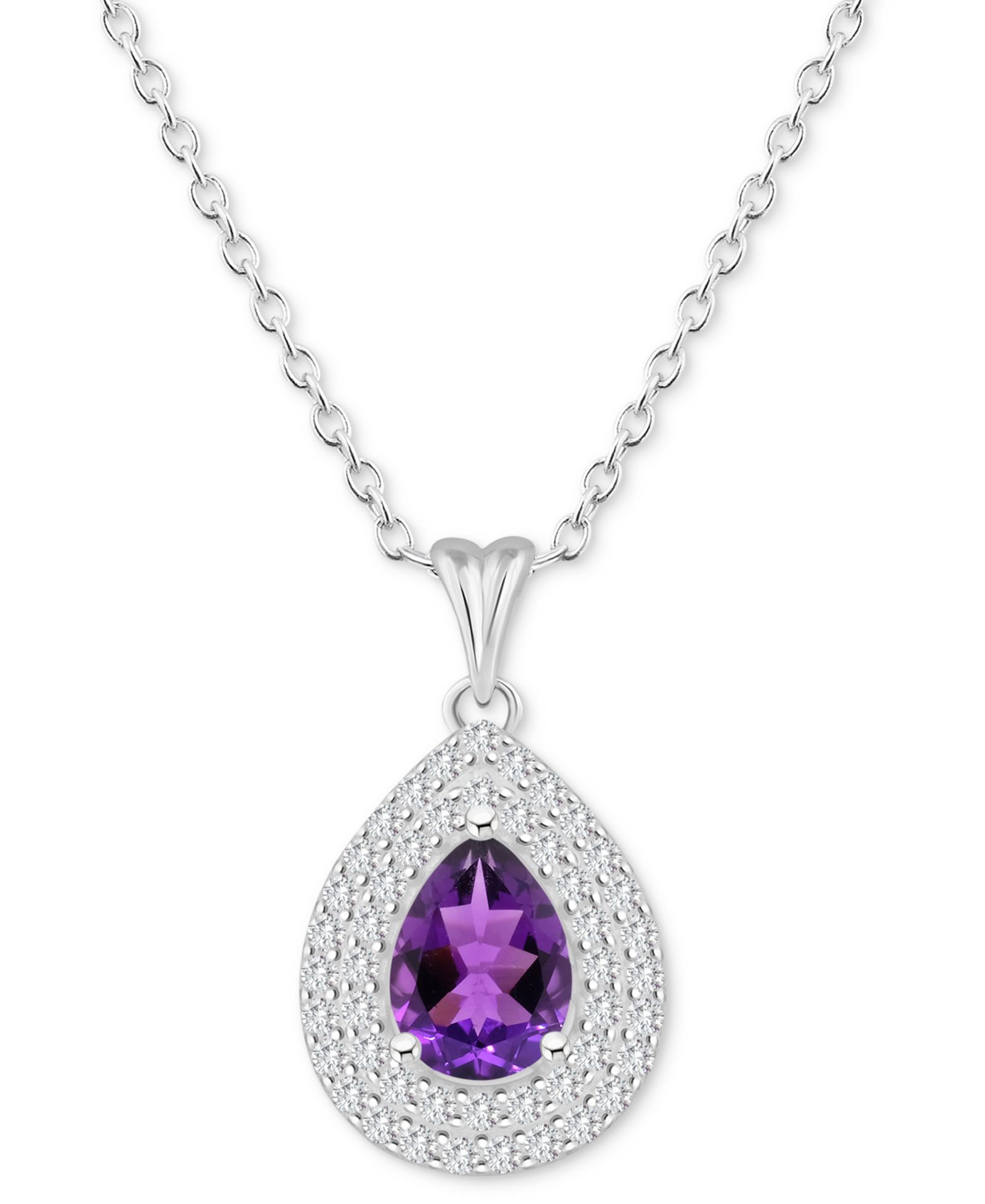 Подвеска-кулон Pear Halo из стерлингового серебра с гранатом Rhodolite и белым топазом