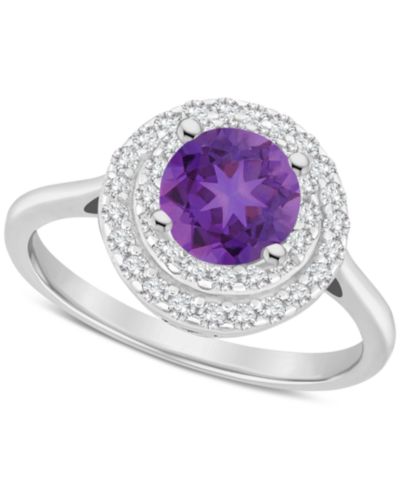 Macy's Двойное кольцо с гранатом (1-5/8 ct. t.w.) и белым топазом (3/8 ct. t.w.) в стерлинговом серебре