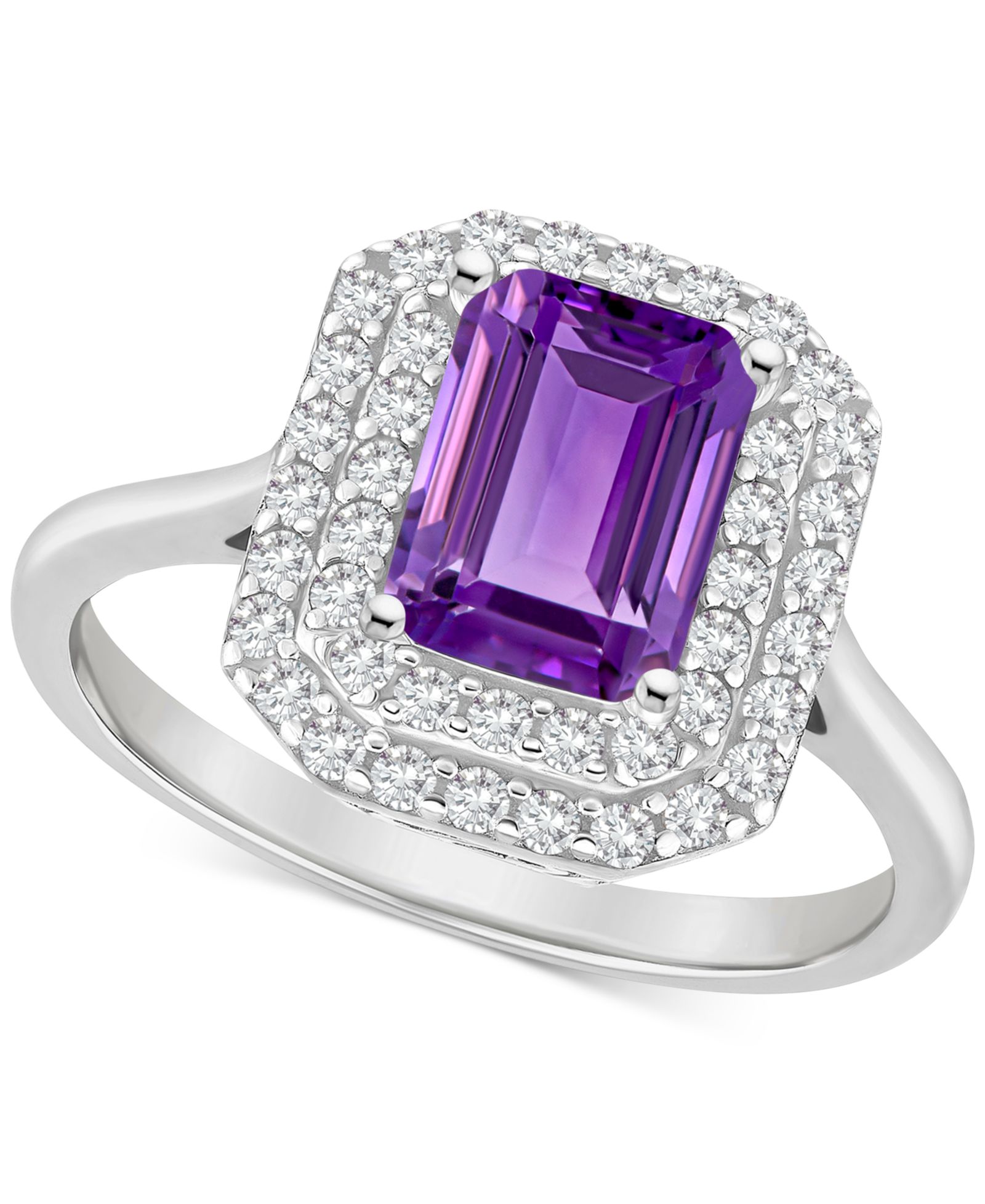 Кольцо EFFY® Onyx & White Topaz Rectangle Halo в Sterling Silver