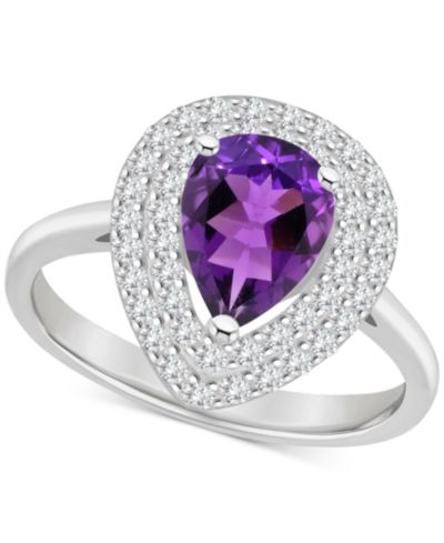 Кольцо Macy's с гранатом Rhodolite и белым топазом в серебре