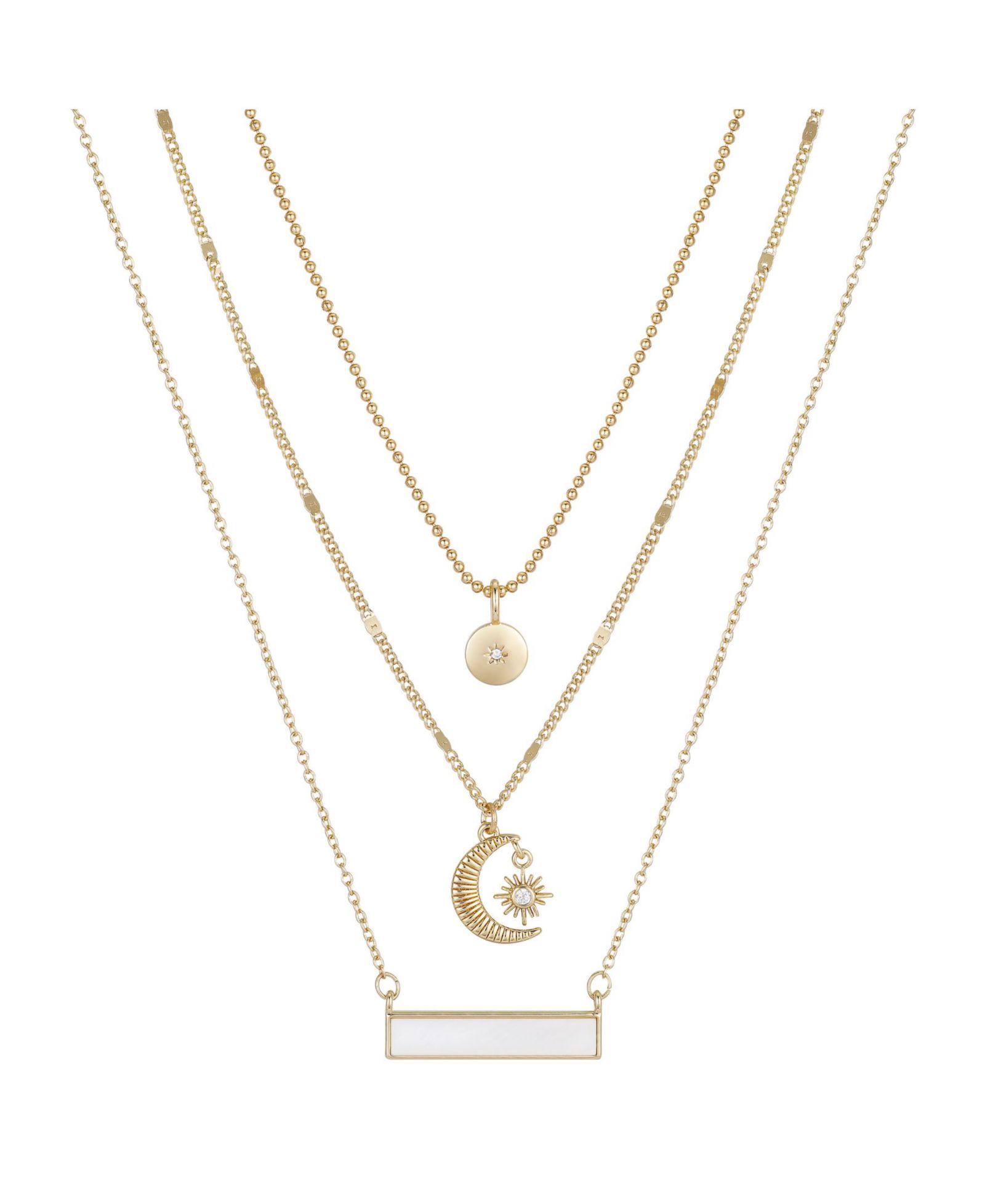 14K Gold Flash-Plated комплект из 3 подвесок Celestial Layered