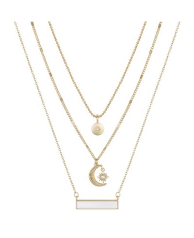 14K Gold Flash-Plated комплект из 3 подвесок Celestial Layered