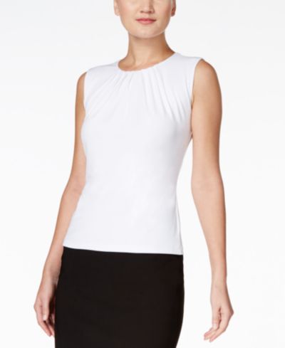 Calvin Klein Pleat Neck Sleeveless Top