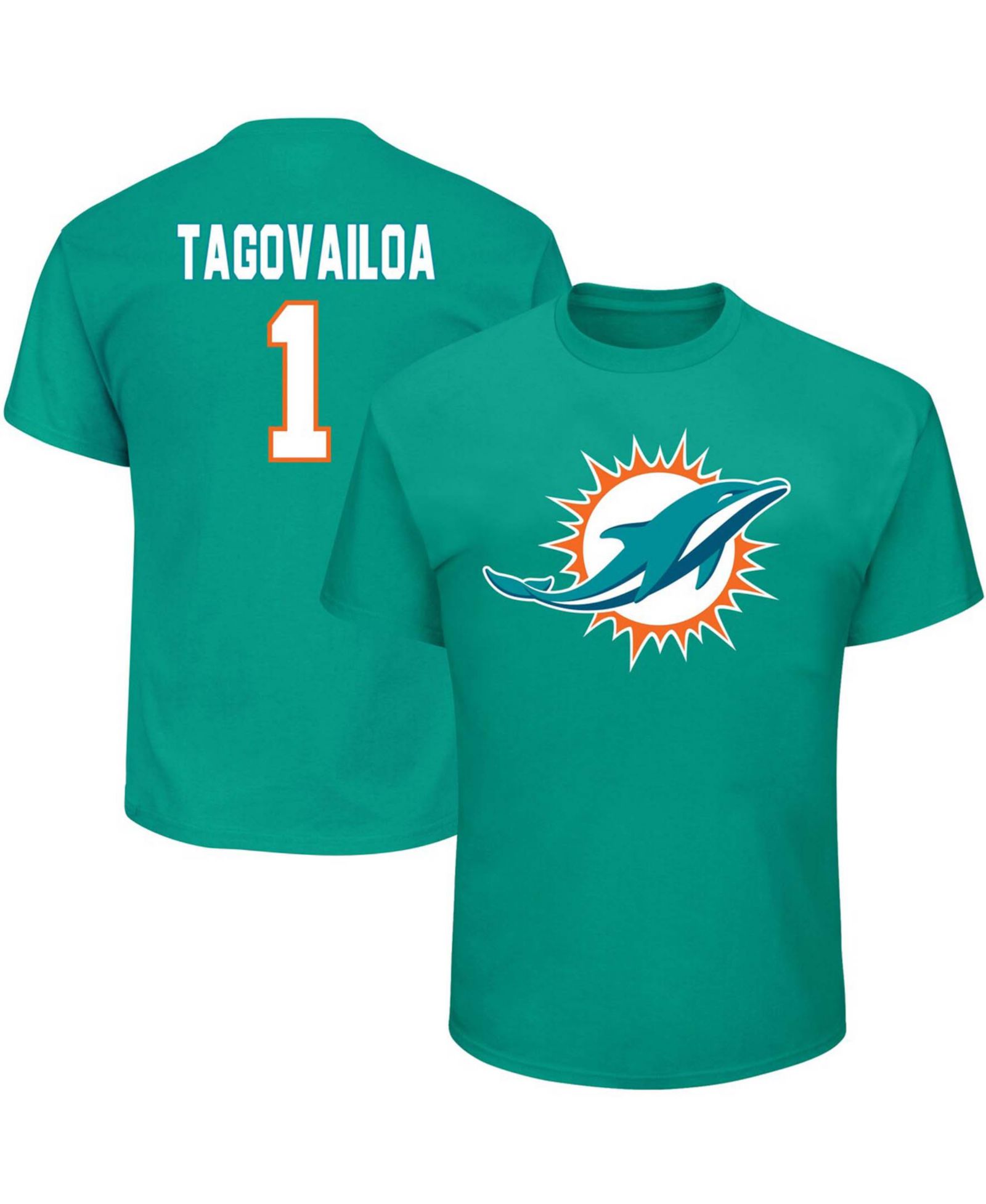 Мужская футболка Fanatics Tua Tagovailoa Aqua Miami Dolphins Name & Number