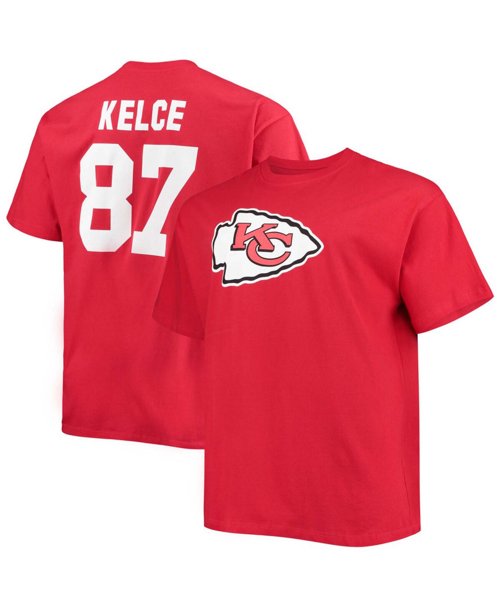 Мужская футболка Travis Kelce Red Kansas City Chiefs с именем и номером (Big and Tall)
