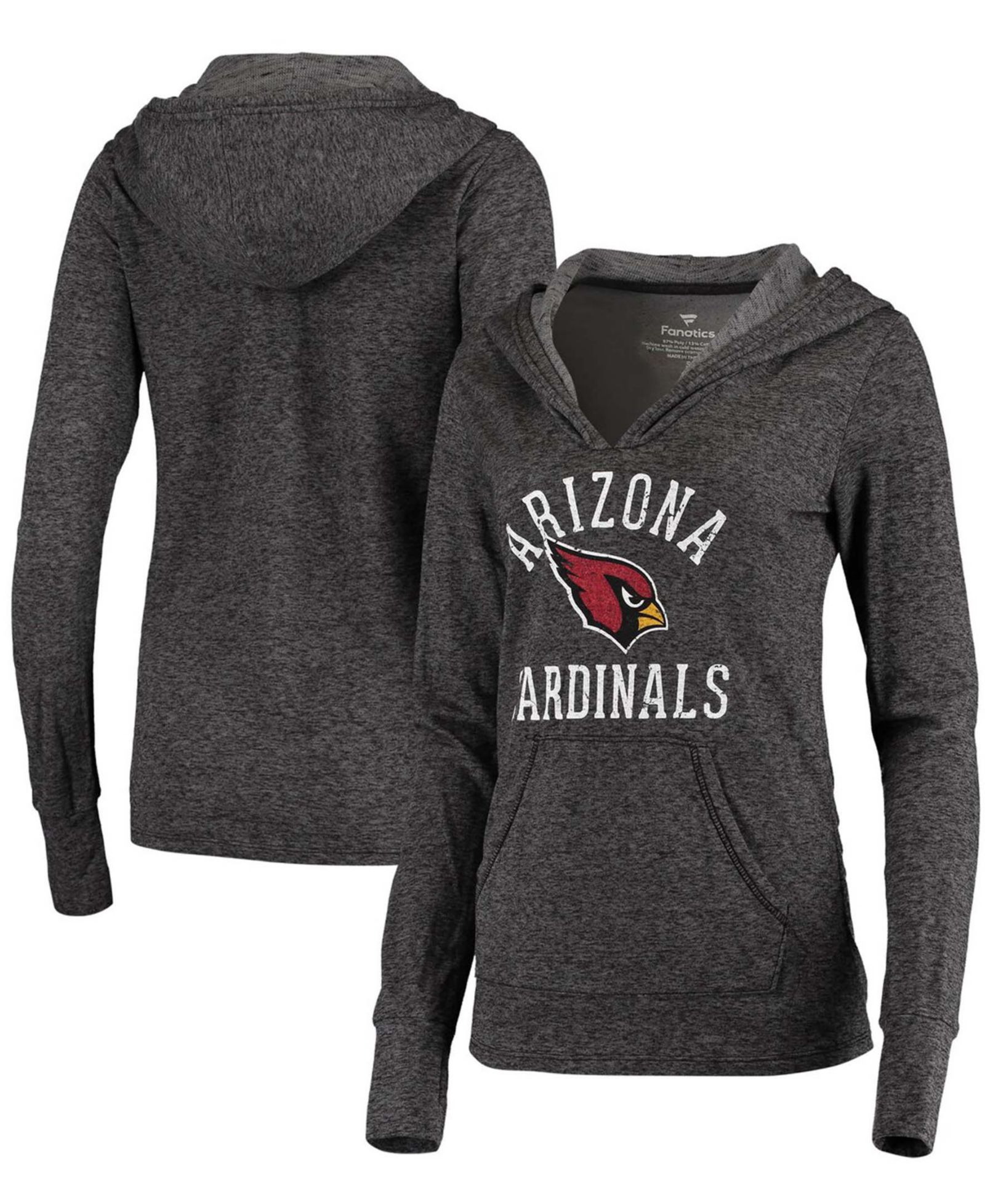 Женский свитшот Fanatics Black Arizona Cardinals Doubleface Slub Pullover Hoodie