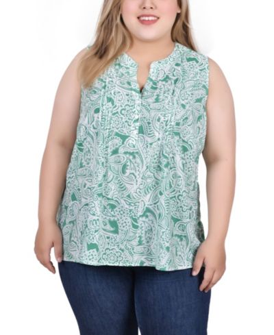 NY Collection Plus Size Блузка без рукавов с защипами
