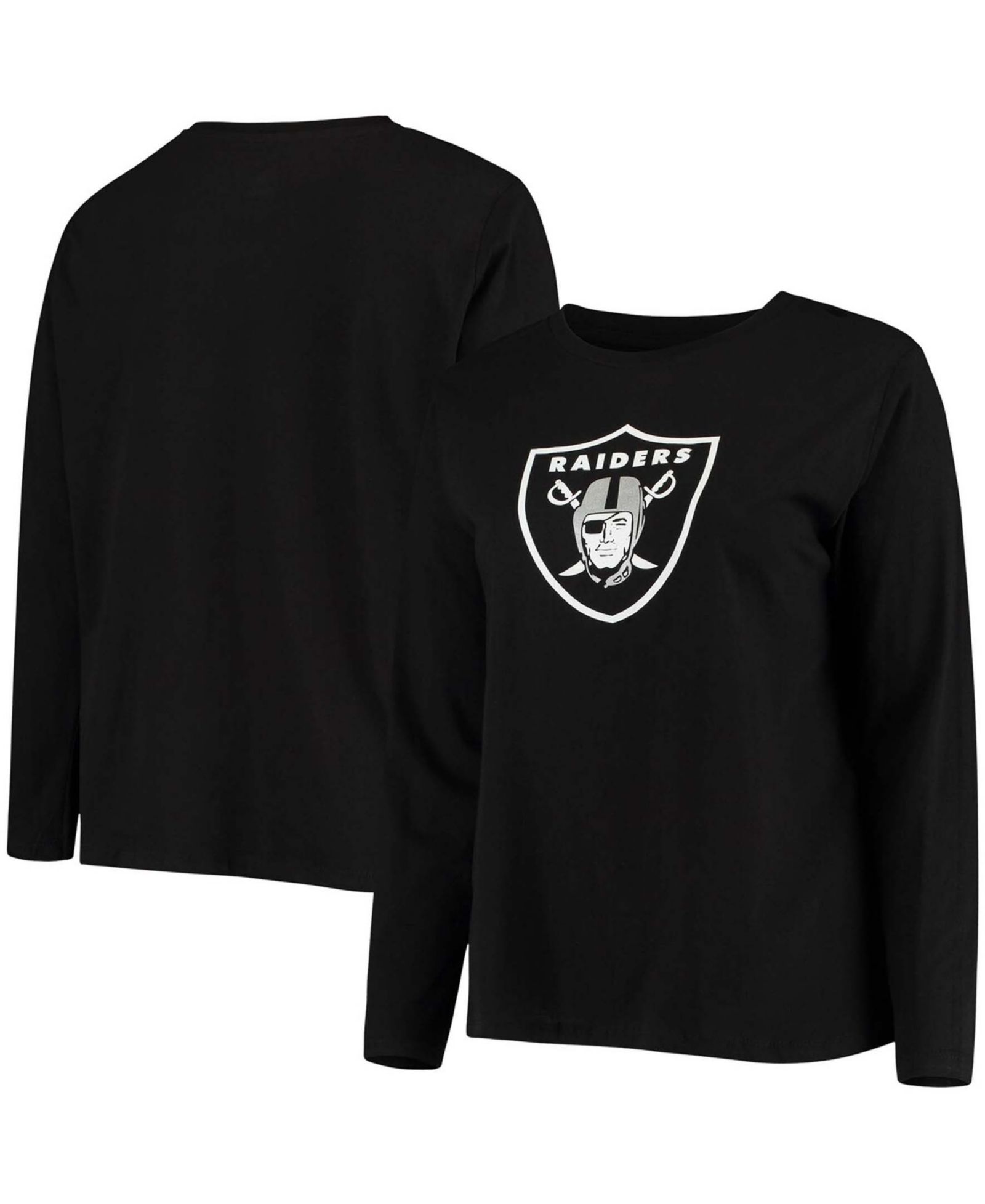 Женская футболка Plus Size Black Las Vegas Raiders Primary Logo Long Sleeve